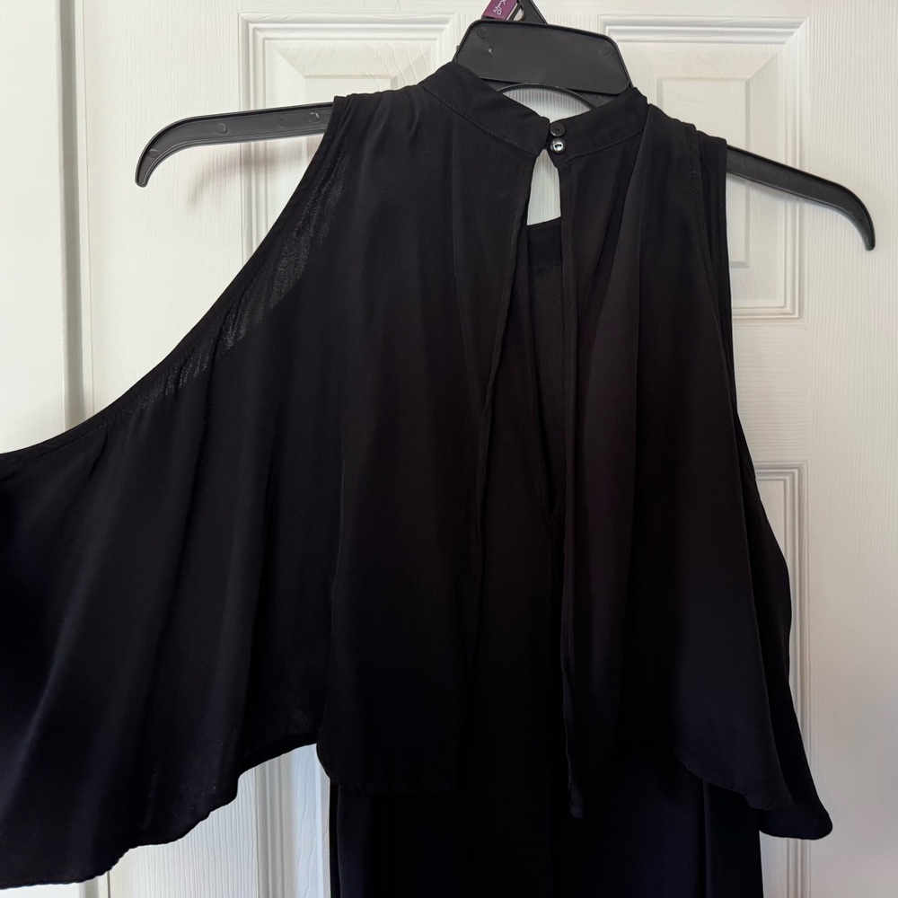 Eloquii Black Cold Shoulder Midi Dress Size 20 Ruffle Sleeve Plus Size Elegant - Picture 7 of 7